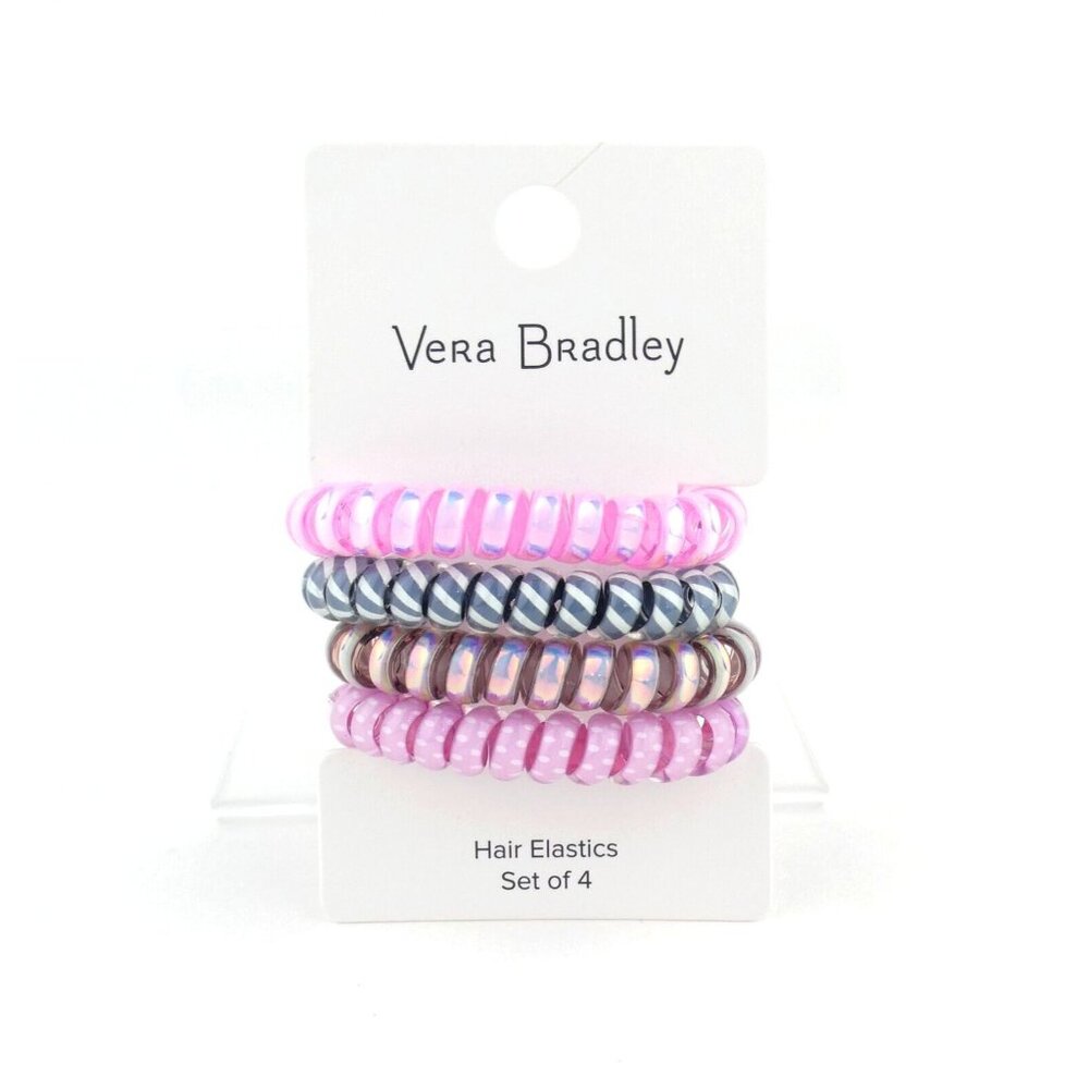 Vera Bradley Sweet Wildflower Spiral Hair‎ Elastics Set of 4 NWT